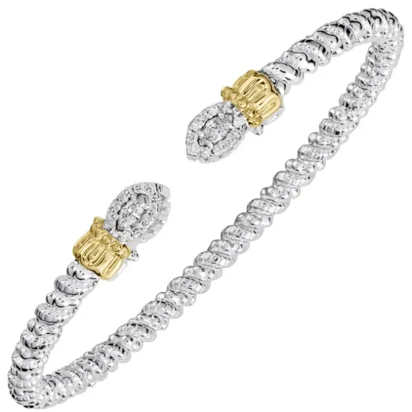 3MM OPEN CUFF WITH MARQUISE PAVE DIAMOND END CAPS Van Atkins Jewelers New Albany, MS