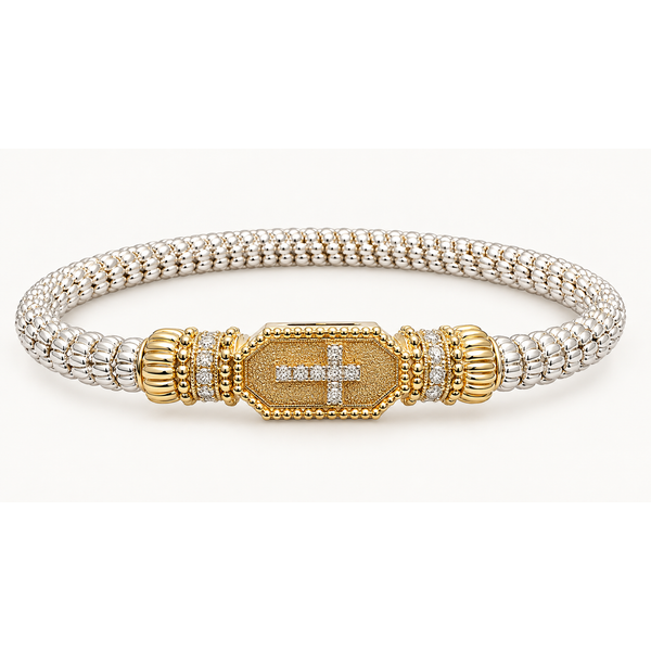 4MM CLOSED DIAMOND CROSS FAITH BANGLE Van Atkins Jewelers New Albany, MS