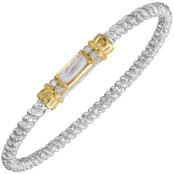 3MM MOTHER OF PEARL AND DIAMOND VAHAN CLOSED BANGLE Van Atkins Jewelers New Albany, MS