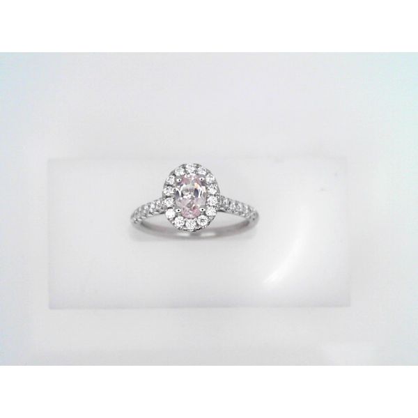 14K White Gold Pink Sapphire & Diamond Halo Engagement Ring Vandenbergs Fine Jewellery Winnipeg, MB