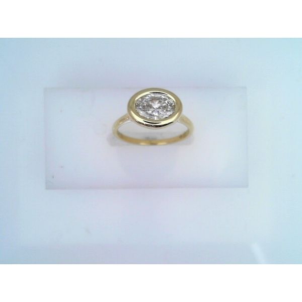 14K Gold Bezel-Set Oval Diamond Engagement Ring Vandenbergs Fine Jewellery Winnipeg, MB