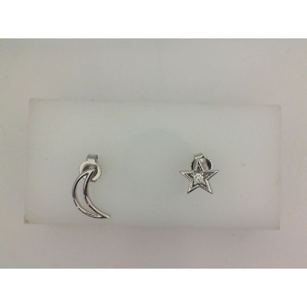 10K White Gold Diamond Moon & Star Studs Vandenbergs Fine Jewellery Winnipeg, MB