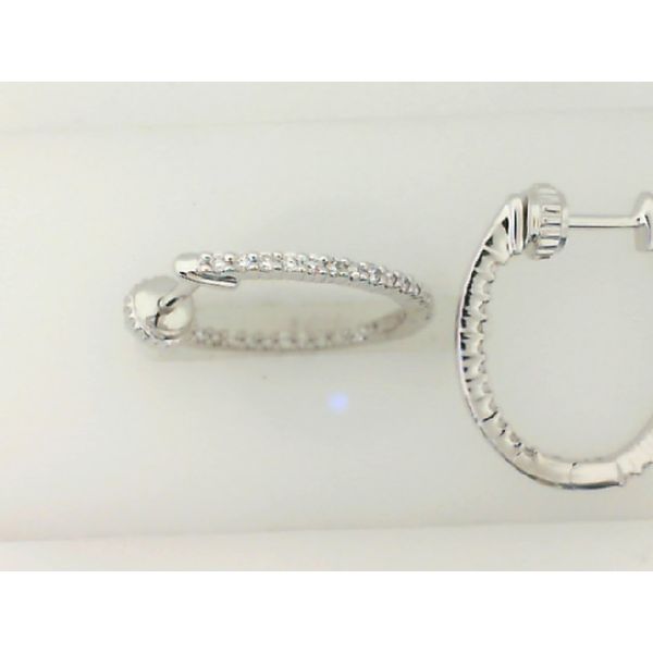 14K White Gold Oval Diamond Hoops Vandenbergs Fine Jewellery Winnipeg, MB