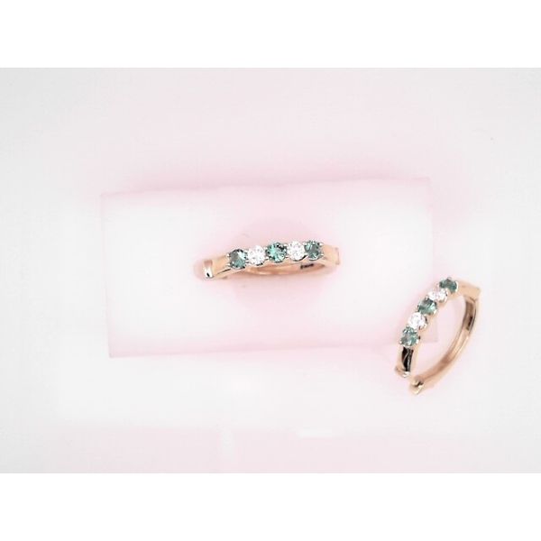 14K Yellow Gold Diamond & Emerald Mini Hoops Vandenbergs Fine Jewellery Winnipeg, MB