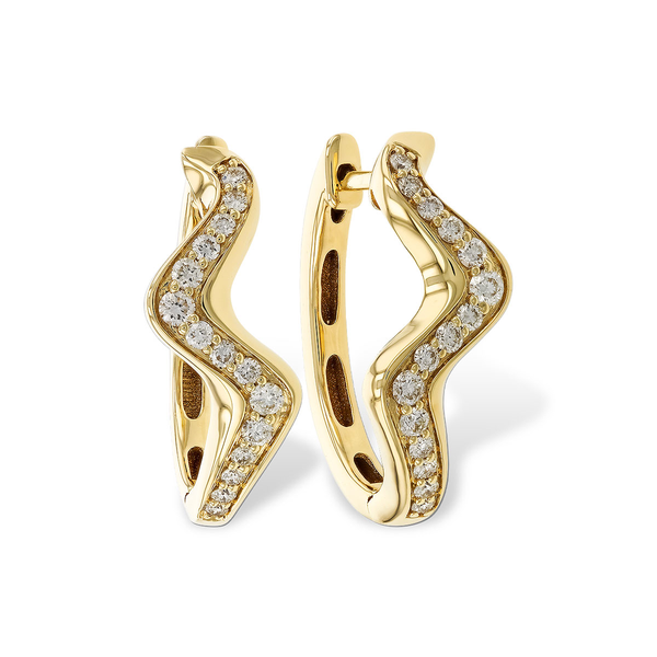 14K Yellow Gold Diamond Wave Hoops Vandenbergs Fine Jewellery Winnipeg, MB
