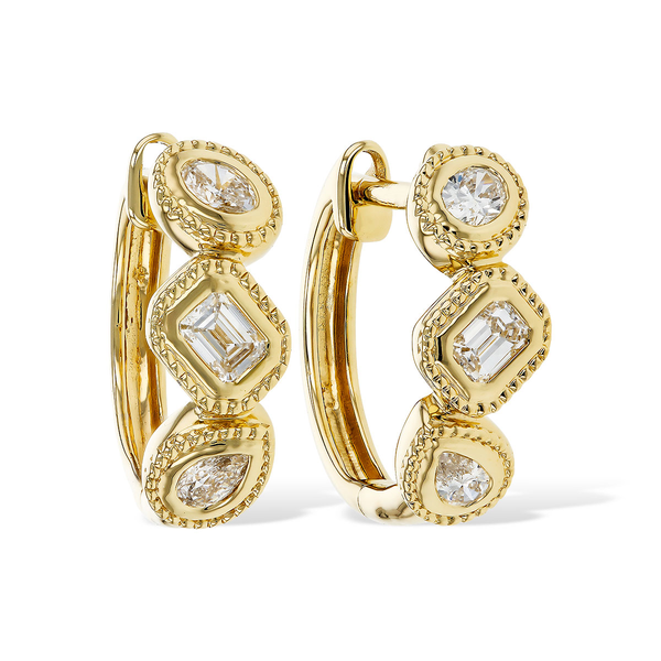 14K Yellow Gold Multi-Shape Diamond Hoops Vandenbergs Fine Jewellery Winnipeg, MB
