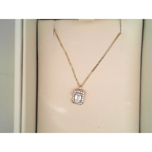 10K Gold Emerald Cut Diamond Halo Necklace Vandenbergs Fine Jewellery Winnipeg, MB