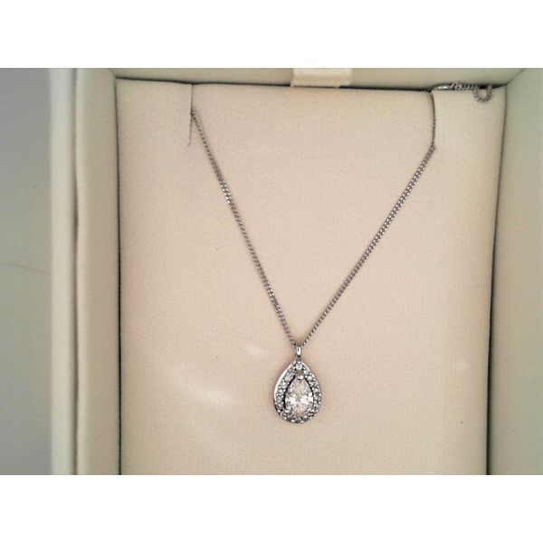 10K White Gold Pear Diamond Halo Necklace Vandenbergs Fine Jewellery Winnipeg, MB