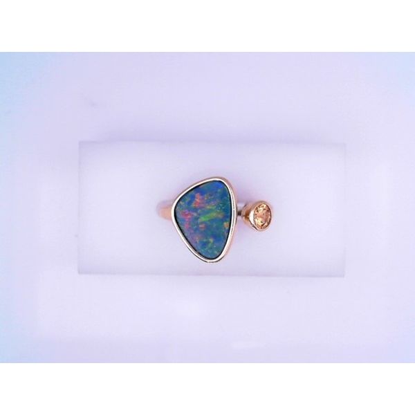 14K Gold Australian Opal Doublet & Mandarin Garnet Ring Vandenbergs Fine Jewellery Winnipeg, MB