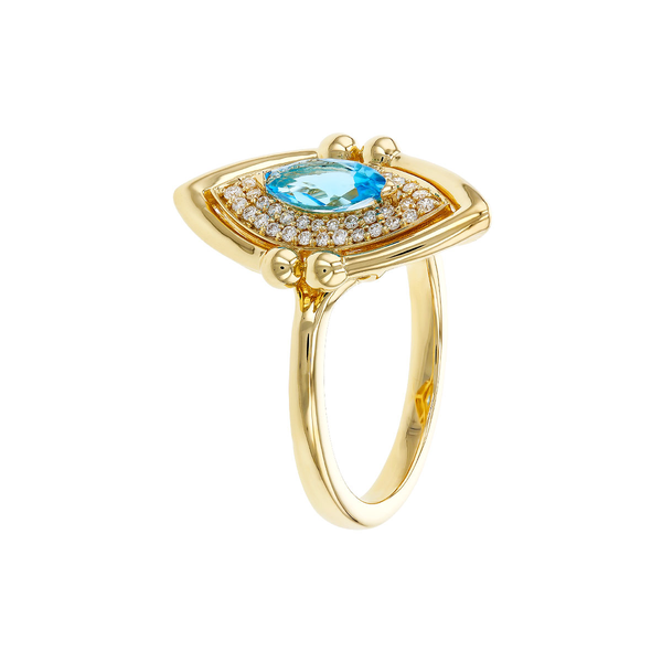 14K Yellow Gold Blue Topaz & Diamond Ring Image 2 Vandenbergs Fine Jewellery Winnipeg, MB