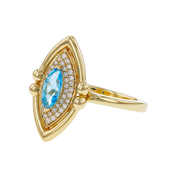 14K Yellow Gold Blue Topaz & Diamond Ring Image 3 Vandenbergs Fine Jewellery Winnipeg, MB