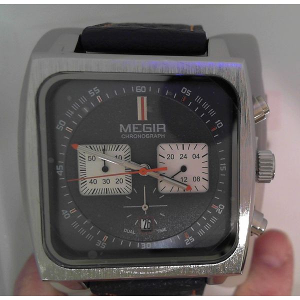 Megir Blue Leather Square Watch Vandenbergs Fine Jewellery Winnipeg, MB