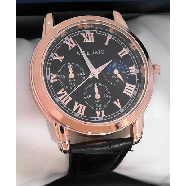 Rose & Black Leather Chronograph Watch Vandenbergs Fine Jewellery Winnipeg, MB