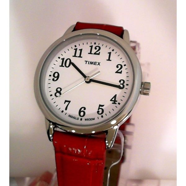 Timex Easy Reader Red Leather Strap Watch Vandenbergs Fine Jewellery Winnipeg, MB