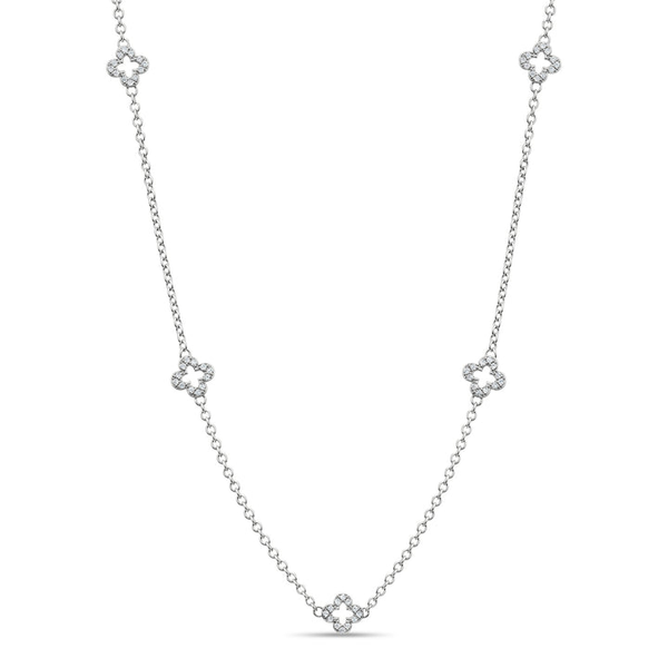 Sterling Silver CZ Clover Station Necklace Vandenbergs Fine Jewellery Winnipeg, MB