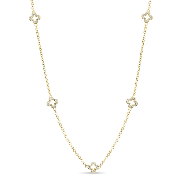14K Gold Plated CZ Clover Station Necklace Vandenbergs Fine Jewellery Winnipeg, MB