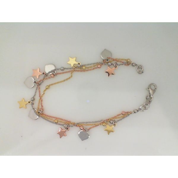 Tri-Tone Sterling Silver Star Dangle Bracelet Vandenbergs Fine Jewellery Winnipeg, MB