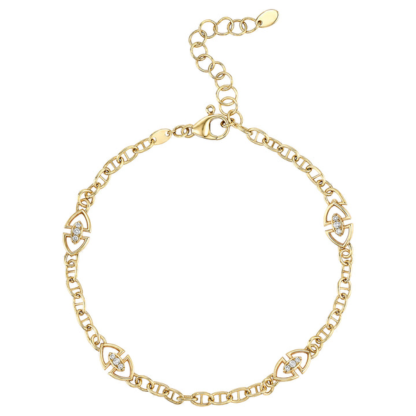 14K Gold Plated CZ Mariner Link Bracelet Vandenbergs Fine Jewellery Winnipeg, MB
