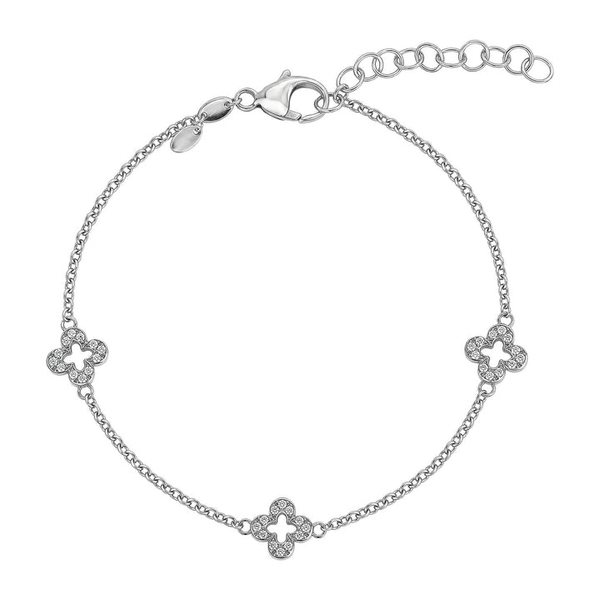 Sterling Silver CZ Clover Station Bracelet Vandenbergs Fine Jewellery Winnipeg, MB