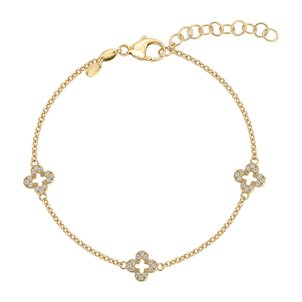 14K Gold Plated CZ Clover Station Bracelet Vandenbergs Fine Jewellery Winnipeg, MB
