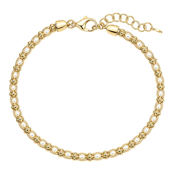 14K Gold Plated Oval Pearl Link Bracelet Vandenbergs Fine Jewellery Winnipeg, MB