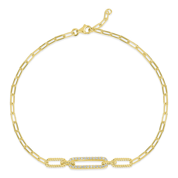 14K Gold Plated CZ Paperclip Link Bracelet Vandenbergs Fine Jewellery Winnipeg, MB