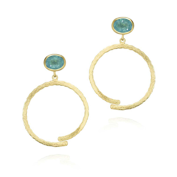 Gold Plated Apatite Hoop Earrings Vandenbergs Fine Jewellery Winnipeg, MB