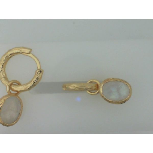Gold Plated Oval Moonstone Charm Hoops Vandenbergs Fine Jewellery Winnipeg, MB