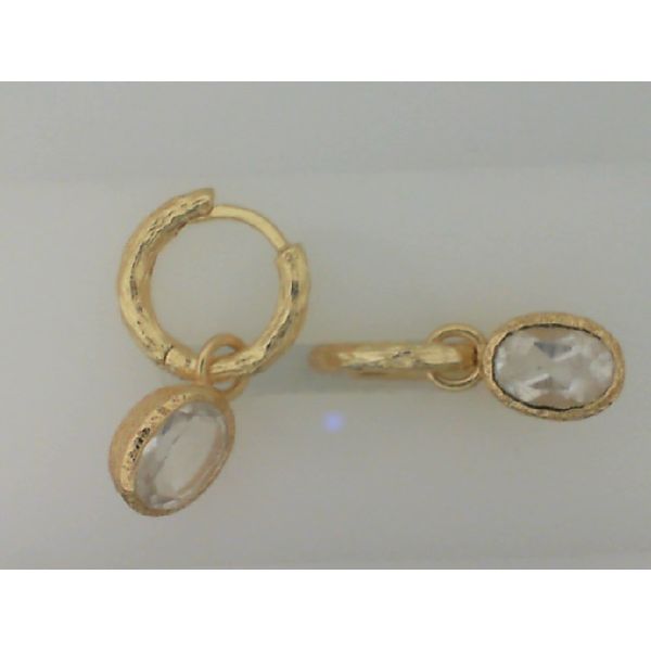Gold Plated Oval Citrine Charm Hoops Vandenbergs Fine Jewellery Winnipeg, MB