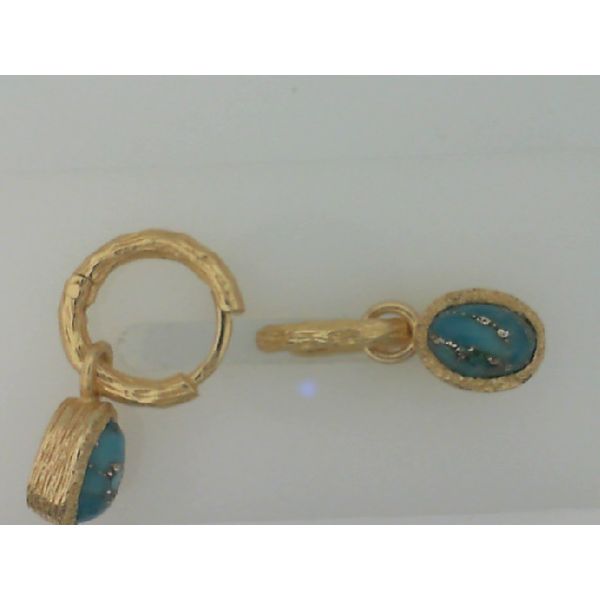 Gold Plated Oval Turquoise Charm Hoops Vandenbergs Fine Jewellery Winnipeg, MB