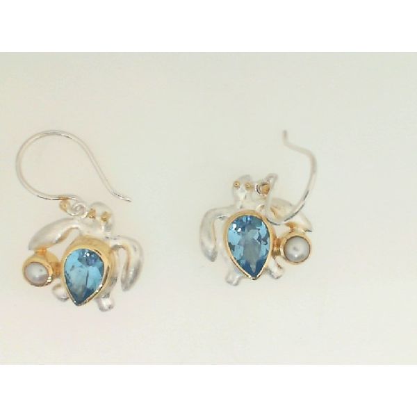 Blue Topaz & Pearl Sea Turtle Earrings Vandenbergs Fine Jewellery Winnipeg, MB