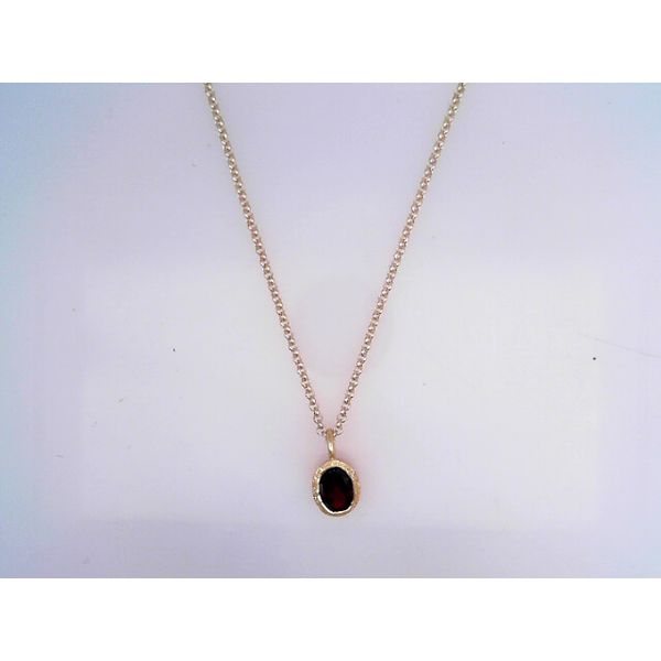 Gold Plated Oval Garnet Necklace Vandenbergs Fine Jewellery Winnipeg, MB