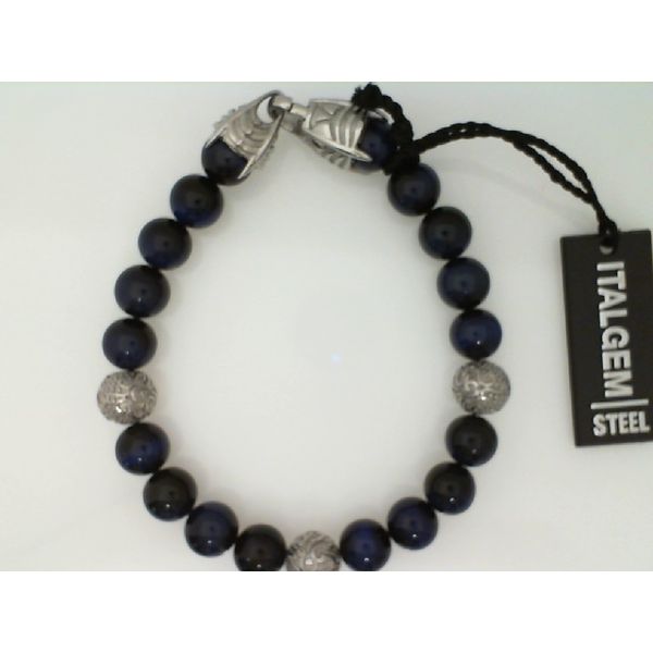 Stainless Steel Blue Tiger's Eye Bracelet Vandenbergs Fine Jewellery Winnipeg, MB