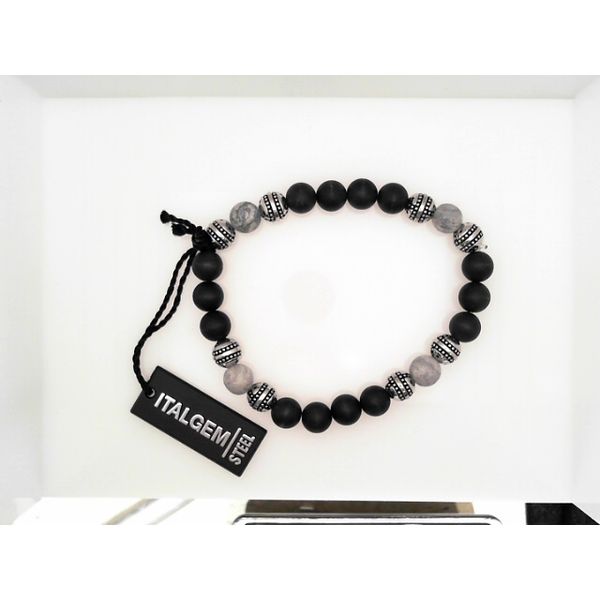 Onyx & Grey Stone Bead Bracelet Vandenbergs Fine Jewellery Winnipeg, MB