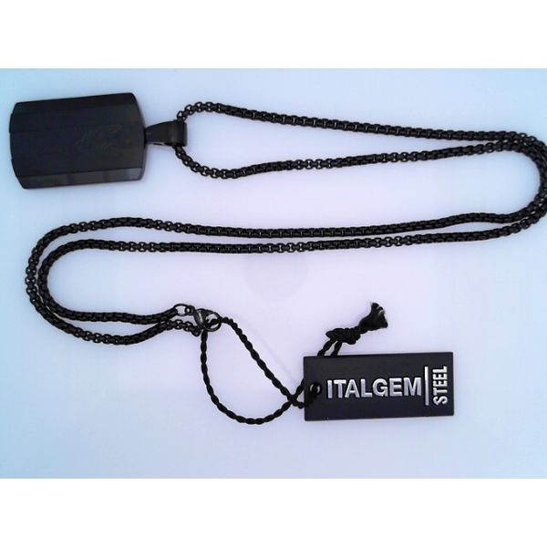 Black Damascus Steel Tag Necklace Vandenbergs Fine Jewellery Winnipeg, MB