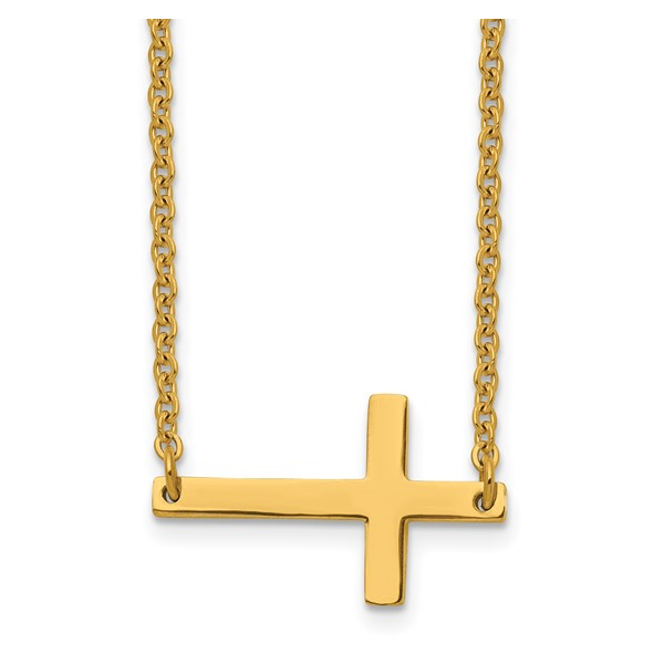 Gold Plated Sideways Cross Necklace Vandenbergs Fine Jewellery Winnipeg, MB