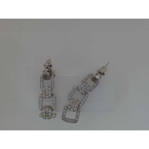 CZ Square Link Drop Earrings Vandenbergs Fine Jewellery Winnipeg, MB