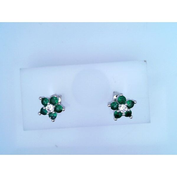 Green & White CZ Flower Earrings Vandenbergs Fine Jewellery Winnipeg, MB