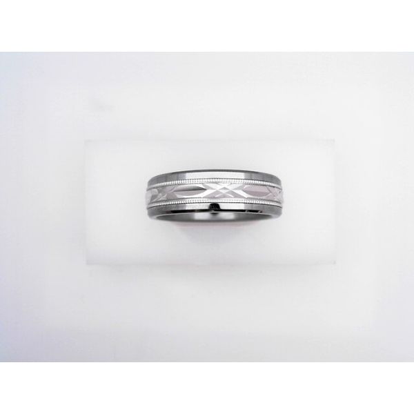 Tungsten & 10K White Gold Diamond Cut Wedding Band Vandenbergs Fine Jewellery Winnipeg, MB