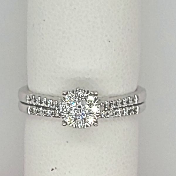 Diamond Engagement Ring and Matching Diamond Band, 14 Karat White Gold Van Scoy Jewelers Wyomissing, PA