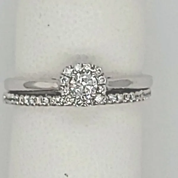 Diamond Engagement Ring and Matching Diamond Band, 14 Karat White Gold Van Scoy Jewelers Wyomissing, PA