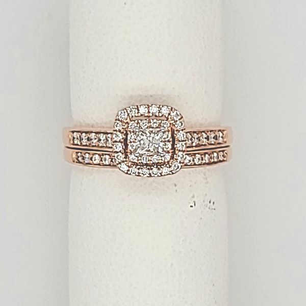 Diamond Engagement Ring and Matching Diamond Band, 14 Karat Rose Gold Van Scoy Jewelers Wyomissing, PA