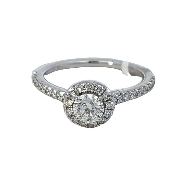 14 Karat White Gold Halo Engagement Ring - 0.50 CT Round ...