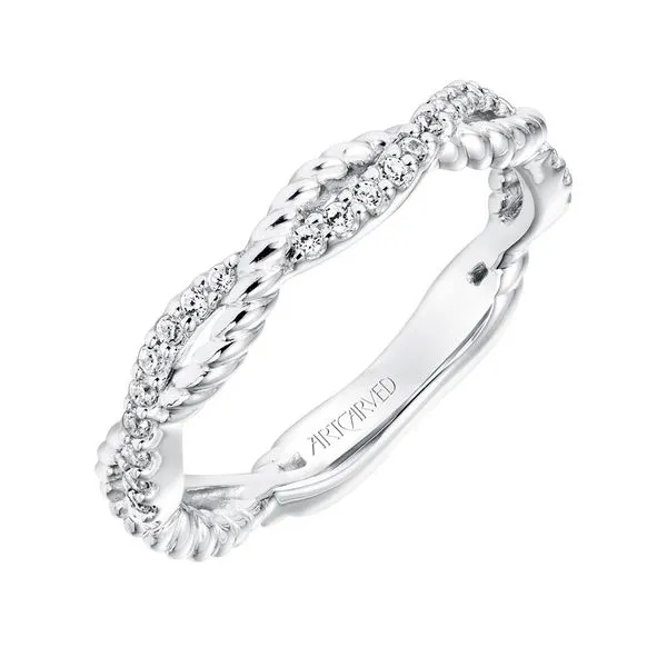 0.26 CT TW 14K White Gold Twist Diamond Wedding Band/ Van...
