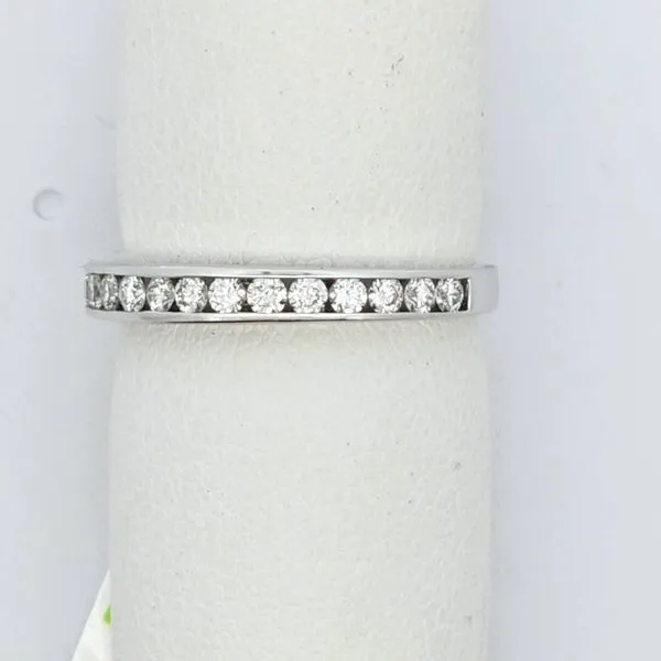 Ladys 14K White Gold Channel Wedding Band with 0.38 CT R...