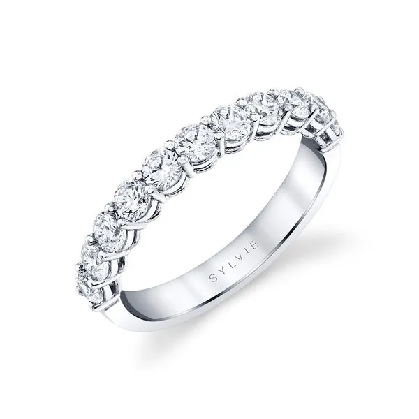 SYLVIE 14K White Gold 1.00 Carat Diamond Wedding Band, Ha...