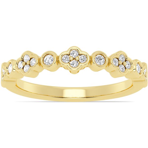 14K Yellow Gold Round Stack Floral Band 1/5 CT TW Diamond Ring Van Scoy Jewelers Wyomissing, PA
