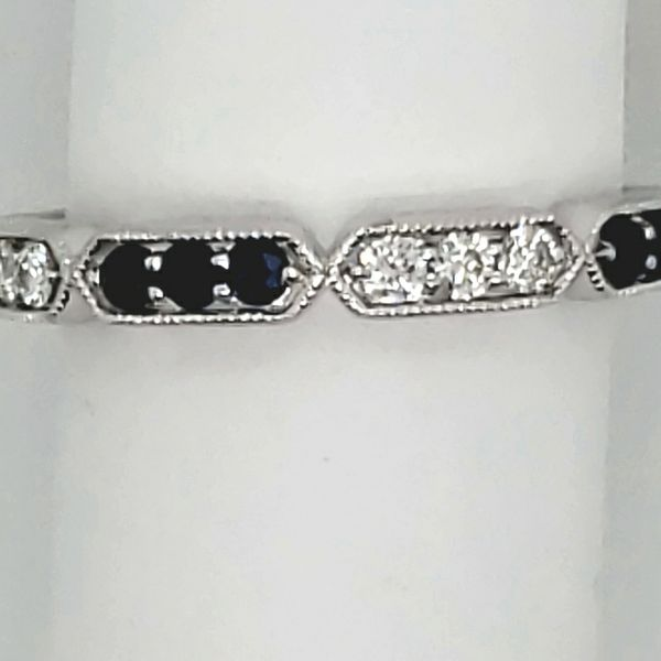 DIAMOND BAND | DIAMOND & SAPPHIRE BAND | 14 KARAT WHITE GOLD | 1/2 CARAT TOTAL GEM WEIGHT Van Scoy Jewelers Wyomissing, PA