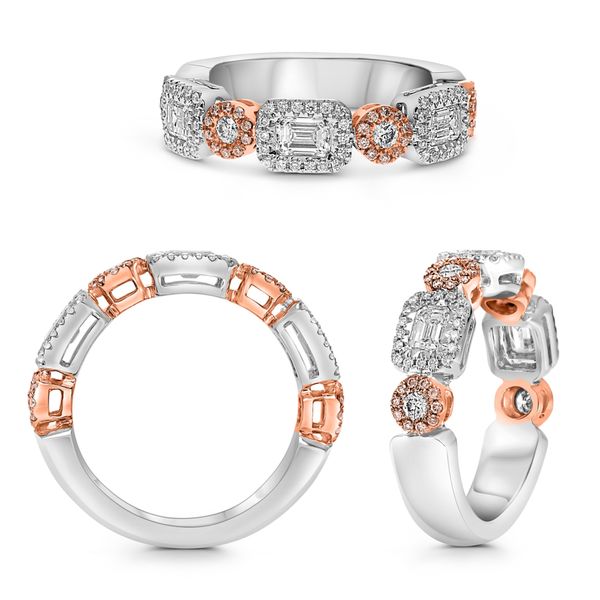 18 Karat Diamond Ring pink and White Gold with Pink Diamonds and Emerald Cut diamonds Image 2 Van Scoy Jewelers Wyomissing, PA