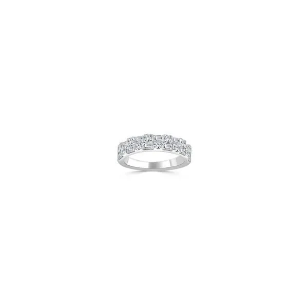 Elegant Harmony: Imagine Bridal 14K White Gold Diamond Two-Row Baguette and Round Diamond Band with 11 Round Diamonds (1/4 CTW)  Van Scoy Jewelers Wyomissing, PA